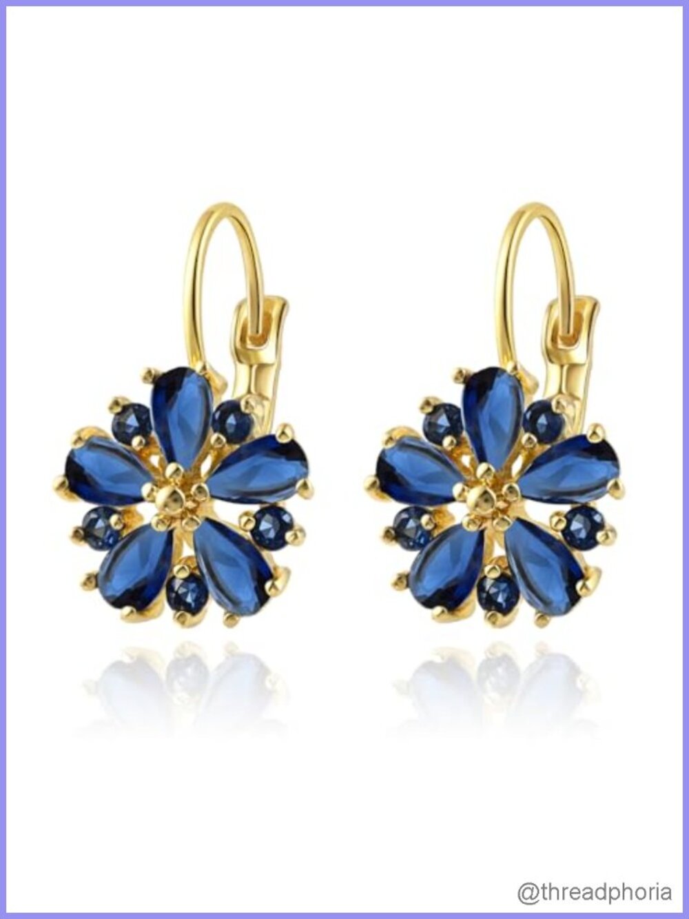 Vintage 14K Gold Plated Flower Birthstone Earrings Leverback